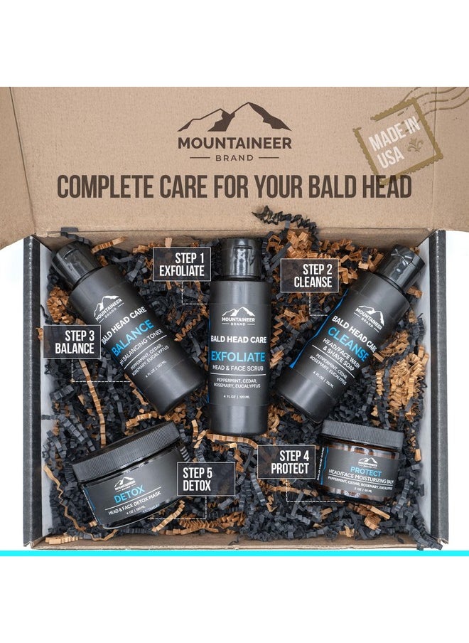 mountaineer brand Mountaineer Brand Ultimate Bald Head Care Gifts Bundle For Men | All Natural 5 Step Skin Care for Healthy Scalp & Face | Exfoliate Scrub | Cleanse Wash | Shine Away | Moisturizing Balm | Detox  - Image 2