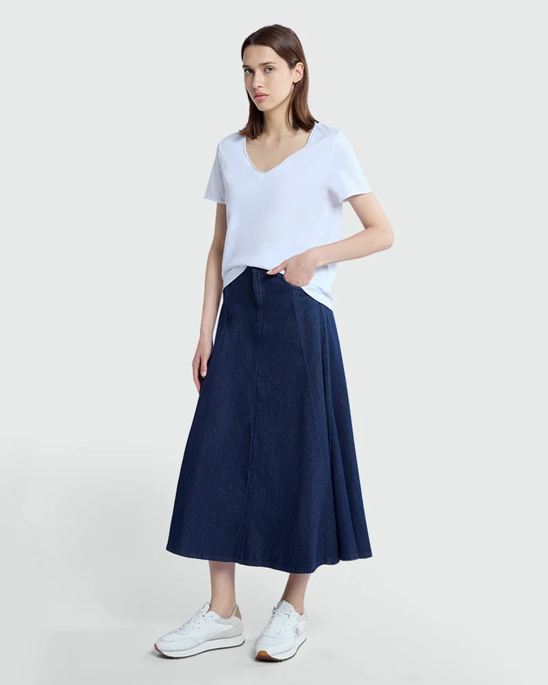 Ovs V-Neck Tee In Optical White – Relaxed Fit