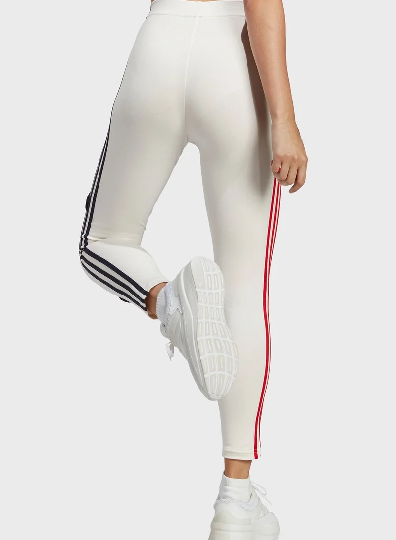 Adidas 3 Stripe High Rise Flower Print Leggings