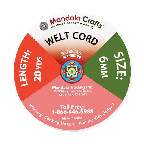 Mandala Crafts 20 YDs ¼ Inch Black Welting Cord Filler Rope - Cotton Piping Sewing Welt Cord for Drapery, Pillow Trimming, and Upholstery Cording - Image 3