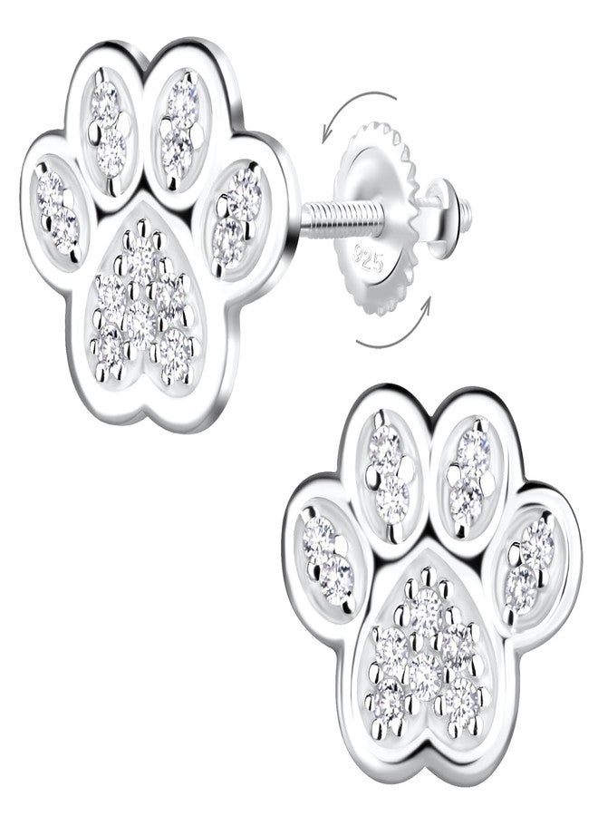 آيسروز أقراط مرصعة بكريستال الزركونيا المكعبة على شكل طبعة مخلب من الفضة الإسترليني عيار 925 (لون من اختيارك) (شفاف) - Image 1