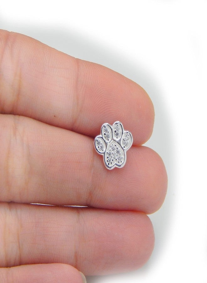 آيسروز أقراط مرصعة بكريستال الزركونيا المكعبة على شكل طبعة مخلب من الفضة الإسترليني عيار 925 (لون من اختيارك) (شفاف) - Image 2