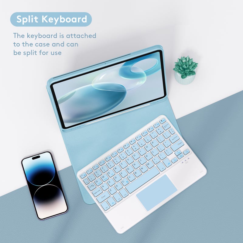 لوحة مفاتيح لاسلكية بت مع لوحة مفاتيح USB وحافظة حماية من الجلد الصناعي المتوافقة مع أجهزة اللوح التالية: آي باد إير 4 10.9 بوصة/آي باد إير 5 10.9 بوصة/آي باد برو 11 بوصة (2018)/آي باد 11 بوصة (2020)/آي باد 11 بوصة (2021)/آي باد 11 بوصة (2022) - Image 2