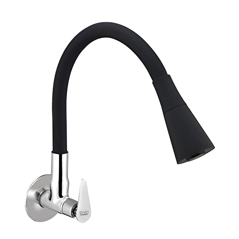 SPAZIO Vignette Flexo SmartBuy Flexible Sink Faucet - Flxo Play (with 360 Degree Flexible Silicon Hose & Dual Flow Pattern) Hot/Cold Water Tap with Wall Flange - Black, Chrome - Image 5