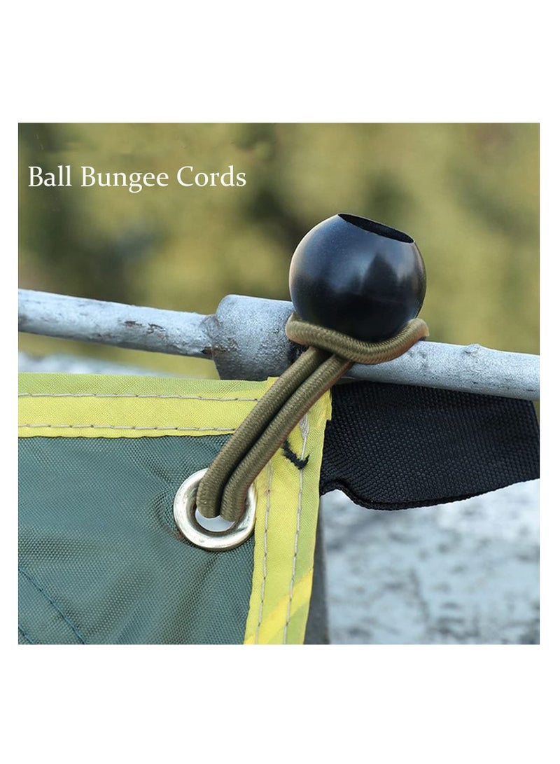SYOSI 50 Pcs Bungee Cord with Balls, 4 Inch Heavy Duty Tarp Bungees Ties Elastic Tie Down Straps for Tarpaulin Tent Camping Pavilions Flag Marquee(Green) - Image 2