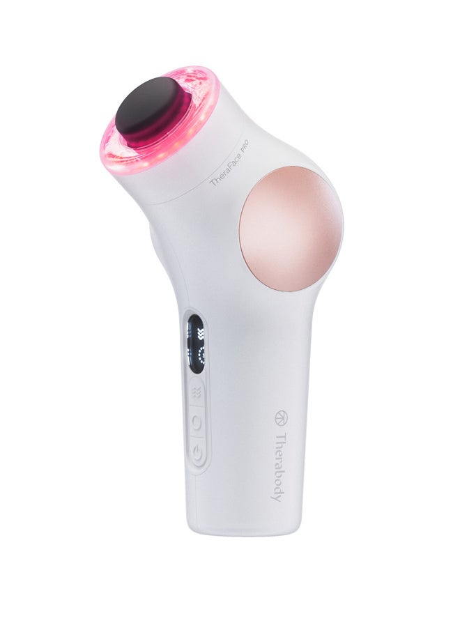 Therabody - TheraFace PRO - Handheld Facial Massage Device - Compact Electric Face and Skin Care Therapy Tool - 8-in-1 Treatment with Microcurrent and LED Light Therapy Rings for Ultimate Personal Beauty, White - Image 1