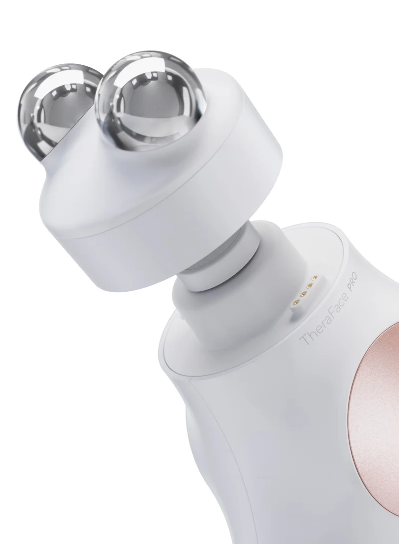 Therabody TheraFace PRO - Handheld Facial Massage Device - Compact Electric Face and Skin Care Therapy Tool - 8-in-1 Treatment with Microcurrent and LED Light Therapy Rings for Ultimate Personal Beauty, White