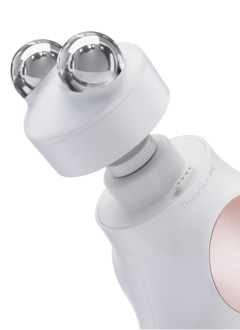 Therabody - TheraFace PRO - Handheld Facial Massage Device - Compact Electric Face and Skin Care Therapy Tool - 8-in-1 Treatment with Microcurrent and LED Light Therapy Rings for Ultimate Personal Beauty, White - Image 1