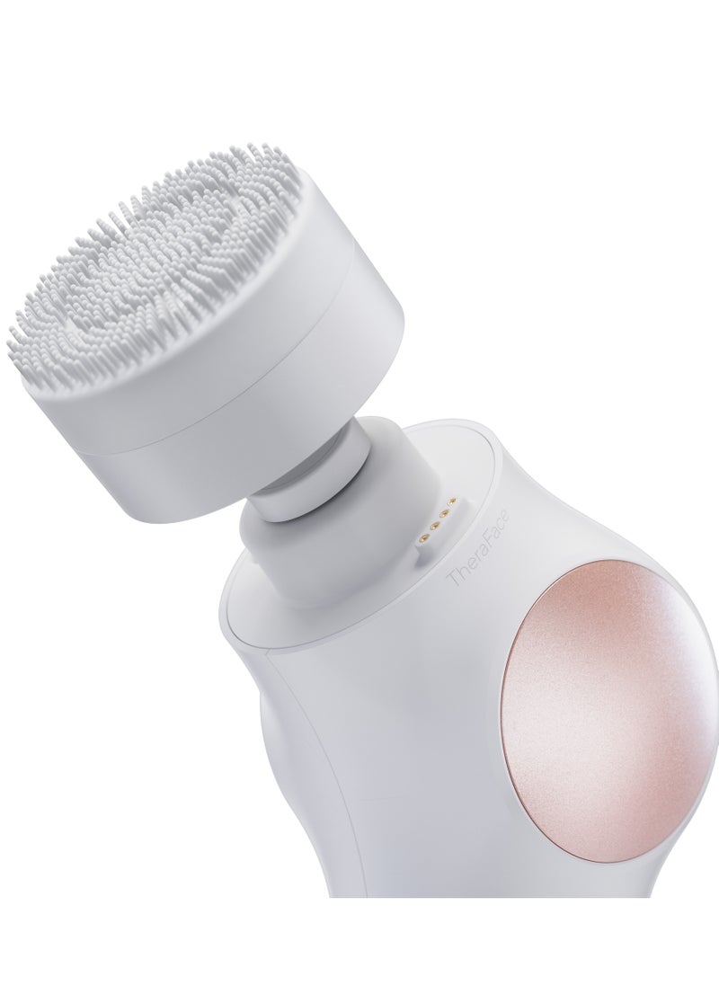 Therabody - TheraFace PRO - Handheld Facial Massage Device - Compact Electric Face and Skin Care Therapy Tool - 8-in-1 Treatment with Microcurrent and LED Light Therapy Rings for Ultimate Personal Beauty, White - Image 1