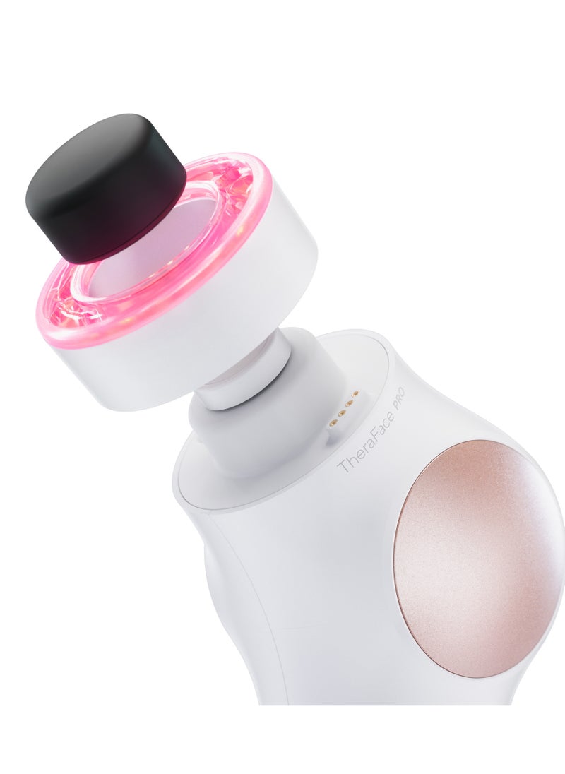 Therabody - TheraFace PRO - Handheld Facial Massage Device - Compact Electric Face and Skin Care Therapy Tool - 8-in-1 Treatment with Microcurrent and LED Light Therapy Rings for Ultimate Personal Beauty, White - Image 1