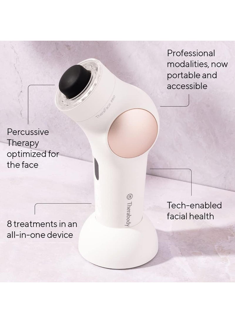 Therabody - TheraFace PRO - Handheld Facial Massage Device - Compact Electric Face and Skin Care Therapy Tool - 8-in-1 Treatment with Microcurrent and LED Light Therapy Rings for Ultimate Personal Beauty, White - Image 1