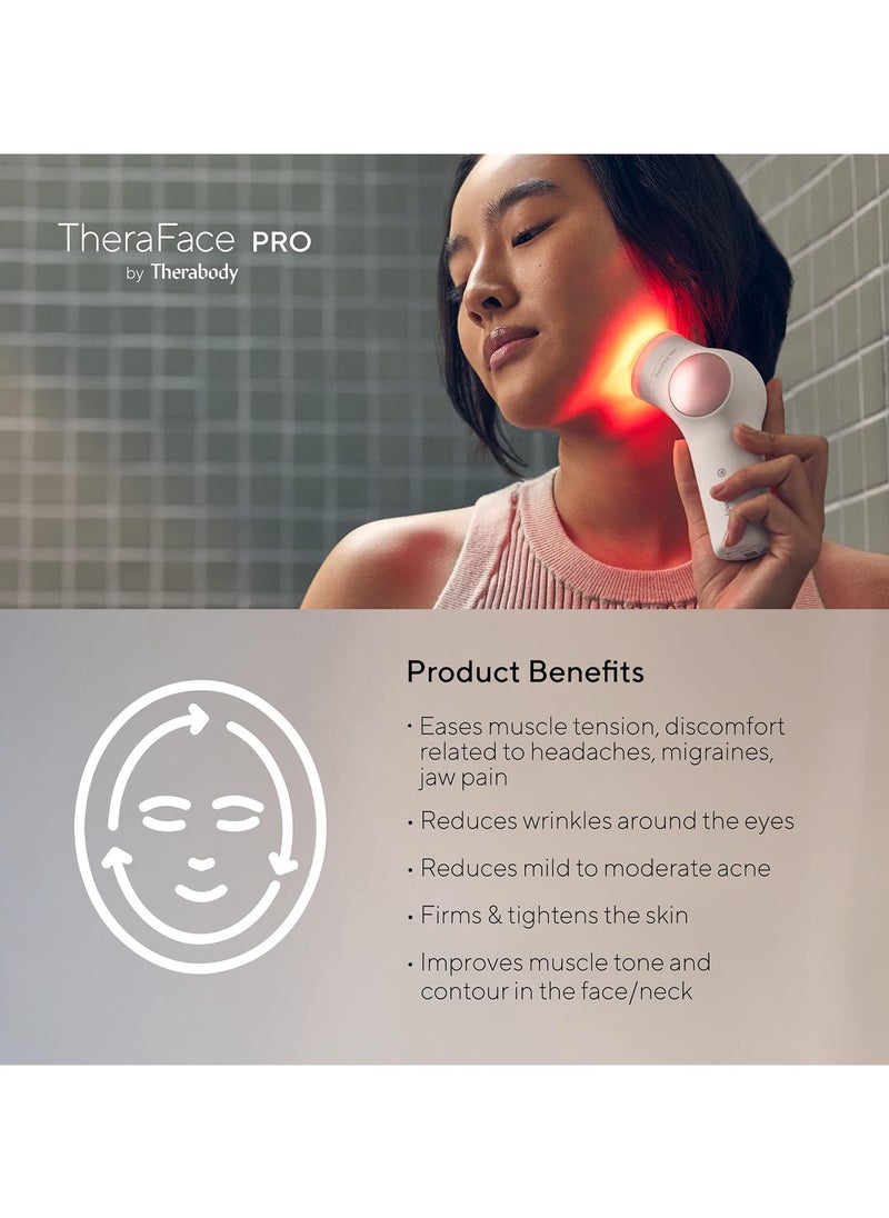 Therabody - TheraFace PRO - Handheld Facial Massage Device - Compact Electric Face and Skin Care Therapy Tool - 8-in-1 Treatment with Microcurrent and LED Light Therapy Rings for Ultimate Personal Beauty, White - Image 1