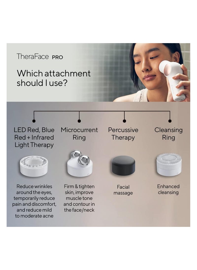 Therabody - TheraFace PRO - Handheld Facial Massage Device - Compact Electric Face and Skin Care Therapy Tool - 8-in-1 Treatment with Microcurrent and LED Light Therapy Rings for Ultimate Personal Beauty, White - Image 1
