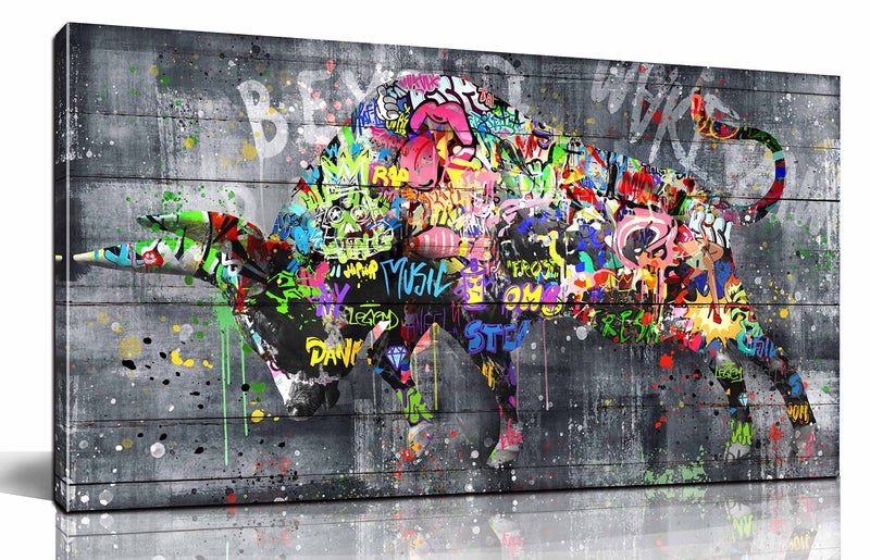 SIXTTART Highland Cow WallArt For Living Room Large Size  Banksy Canvas Wall Art For Bedroom  Graffiti Farmhouse Wall Decor Ready To Hang Size 59 x 29