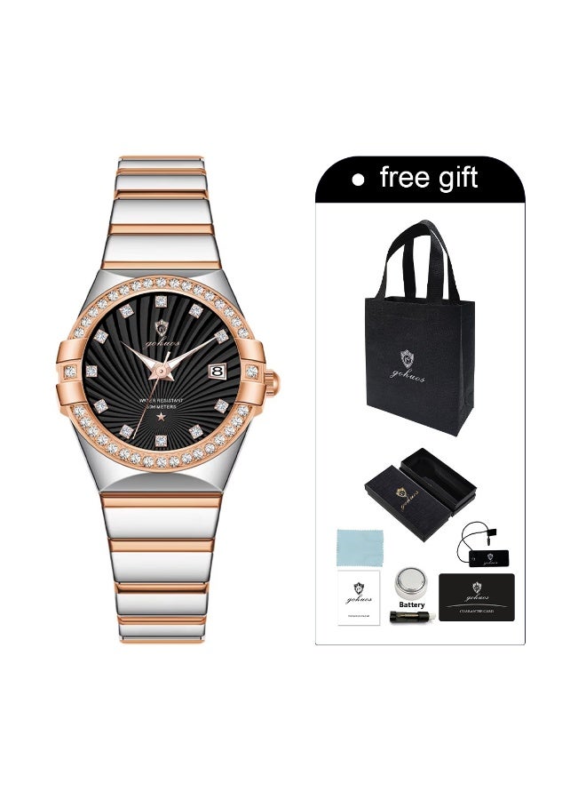 GOHUOS Women's Watch, Quartz Stainless Steel Water Resistant Analog Business Luxury Ladies Wrist Watch - 27mm - Image 3