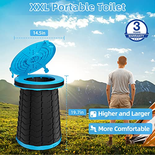 Panmout XXL Portable Toilet - 19.7"H Adjustable Foldable Camping Toilet, Luggable Loo with Lid, Strap,Toilet Bag for Camping, Hiking, Travel and Car - Image 2