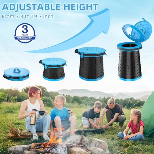 Panmout XXL Portable Toilet - 19.7"H Adjustable Foldable Camping Toilet, Luggable Loo with Lid, Strap,Toilet Bag for Camping, Hiking, Travel and Car - Image 3