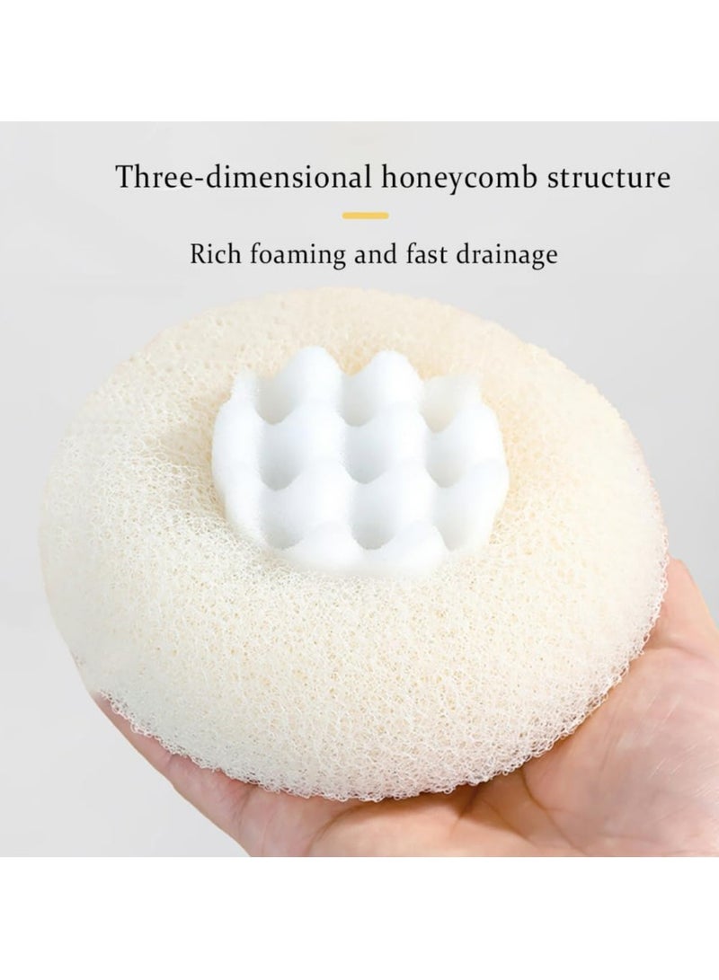 أوزيغالور مقشر استحمام 2 في 1 بتصميم زهرة دوار الشمس مع كوب شفط - إسفنجة ناعمة (أزرق وأرجواني) - Image 3