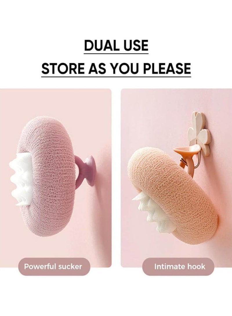 أوزيغالور مقشر استحمام 2 في 1 بتصميم زهرة دوار الشمس مع كوب شفط - إسفنجة ناعمة (أزرق وأرجواني) - Image 5