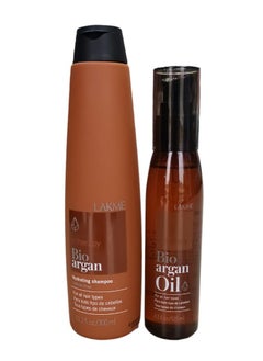 LAKME Lakme Set with Organic Argan Oil free Of Sulfates New Shampoo 300 Ml  And Serum 125 Ml For All hair Types  - Image 1