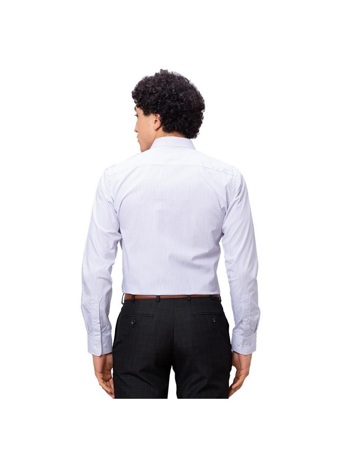 Park Avenue Park Avenue Men's Slim Fit Pure Cotton Full Sleeve Semi Cutaway Collar Stripe Pattern Light Violet Formal Shirt (Size: 42)-PMSX18010-V2  - Image 4