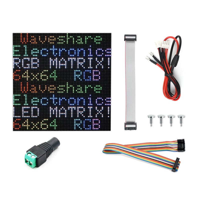 Waveshare RGB FullColor LED Matrix Panel 25mm Pitch 6464 Pixels Adjustable Brightness Compatible with Raspberry Pi 54B3BZeroZero WZero 2WPicoPico WPico WH