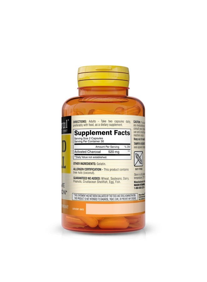 MASON NATURAL Activated Charcoal - Alleviates Gas and Bloating, Promotes Natural Detoxification, Highly Absorbent Supplement, 60 Capsules - Image 2