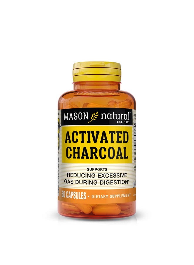 MASON NATURAL Activated Charcoal - Alleviates Gas and Bloating, Promotes Natural Detoxification, Highly Absorbent Supplement, 60 Capsules - Image 1