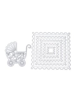 2Pcs Cutting Die Square Stamp Box Stroller Shape Carbon Steel Metal Durable Easy Use Cutting Mold for Handicraft Carving