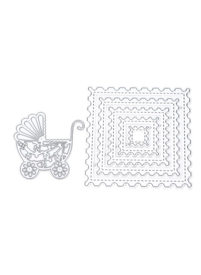 Thoraya - 2Pcs Cutting Die Square Stamp Box Stroller Shape Carbon Steel Metal Durable Easy Use Cutting Mold for Handicraft Carving - Image 1