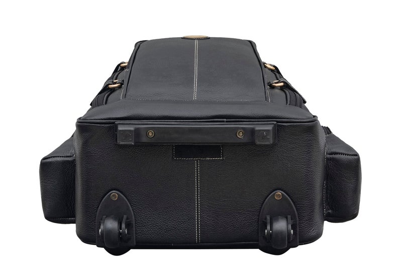 BRAND LEATHER Rolling Backpack Wheeled Laptop Backpack for Travel, Trolley Luggage Suitcase Compact Business Bag Student Laptop Bag for Men Women (BLACK) - Image 5