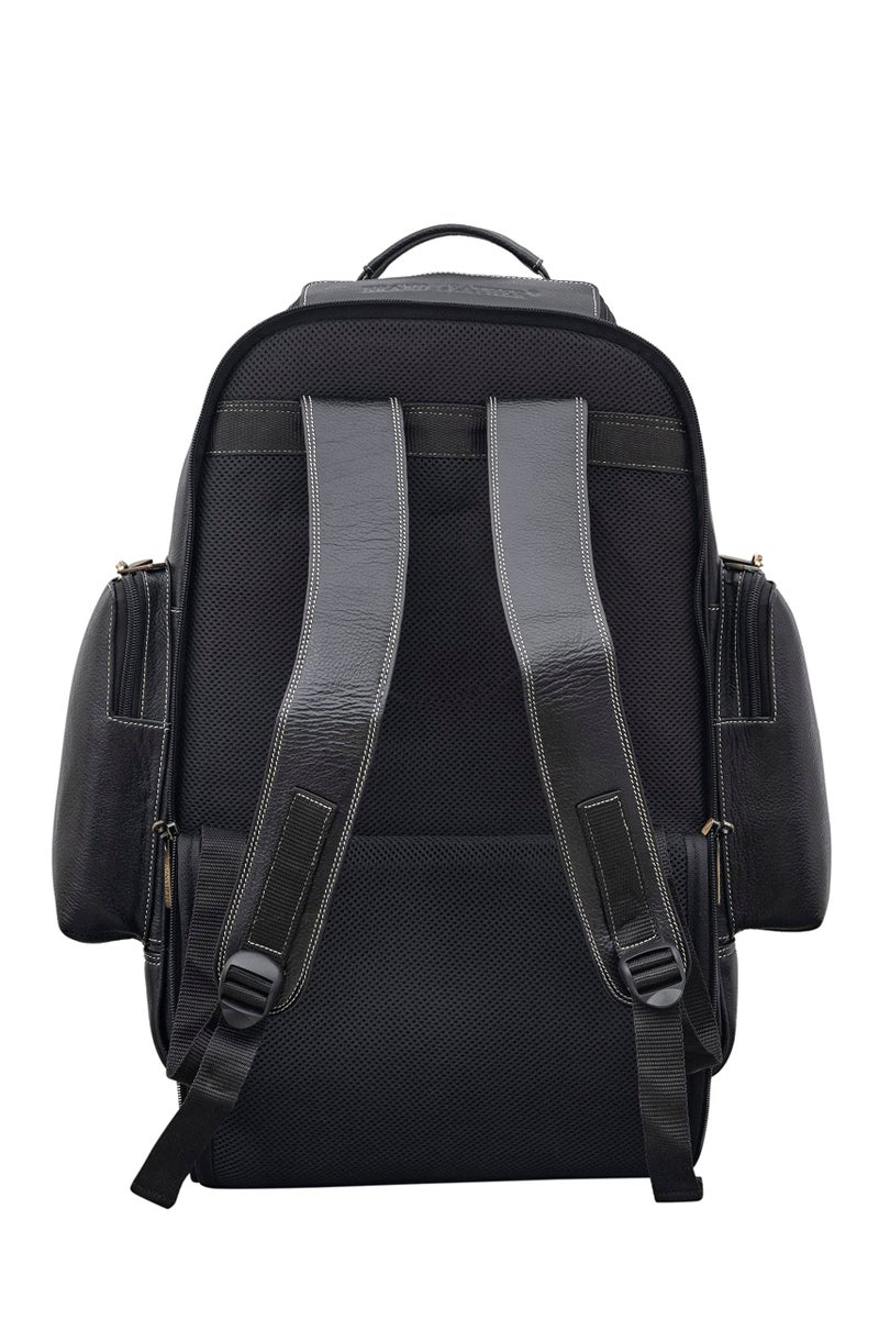 BRAND LEATHER Rolling Backpack Wheeled Laptop Backpack for Travel, Trolley Luggage Suitcase Compact Business Bag Student Laptop Bag for Men Women (BLACK) - Image 3