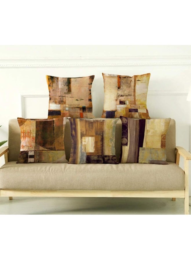 WOMHOPE Set of 4 Modern Vintage Geometric Decorative Throw Pillow Covers Pillow Cases Cushion Cases 18 x 18 Inch for Living Room Couch and Bed Blocks - Image 5