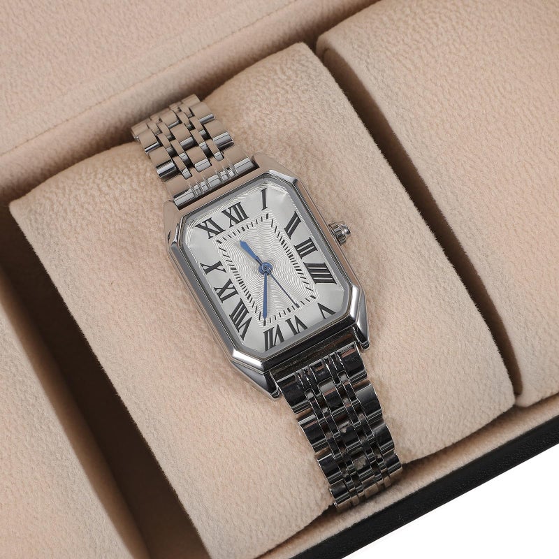 Leather Watch Box Organizer Portable 3 Slot Cylinder Travel Case Men Black - Image 5