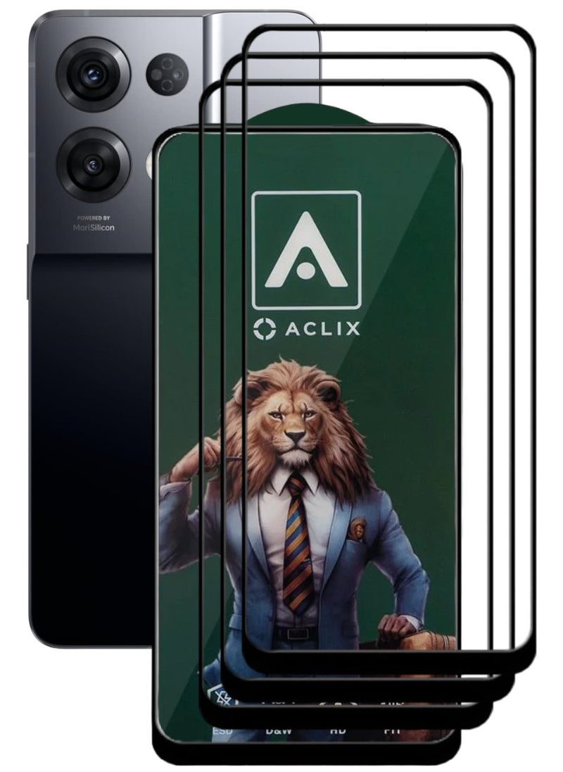 ACLIX 3 Pieces Antistatic ESD Dustproof Premium Quality High Definition Tempered Glass Screen Protector Designed For Oppo Reno8 Pro - Image 1
