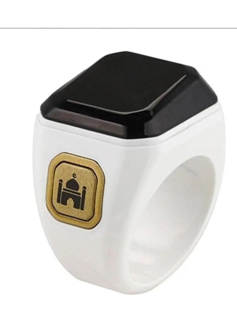 Smart Tasbih Ring with Vibration Reminder, Tasbih Counter, Bluetooth Connection, and Five Daily Prayer Reminders – White Color – Size 22 - Image 1