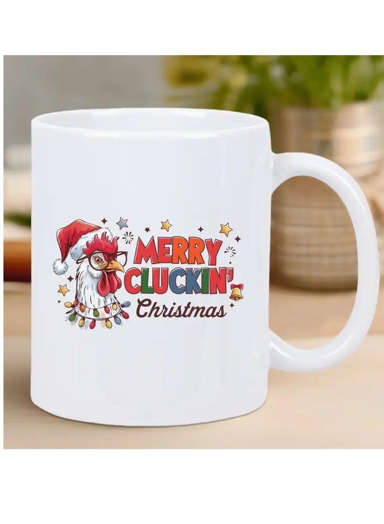 RYN 1pc Merry Cluckin' Christmas Ceramic Coffee Mug - Festive Rooster Design, Insulated, Reusable,Ideal Gift for Coffee Enthusiasts, Men & Women - Image 2