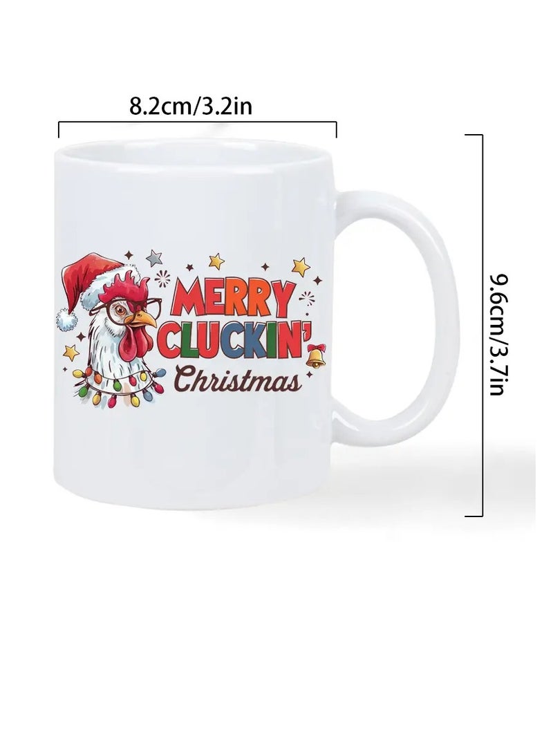 RYN 1pc Merry Cluckin' Christmas Ceramic Coffee Mug - Festive Rooster Design, Insulated, Reusable,Ideal Gift for Coffee Enthusiasts, Men & Women - Image 3
