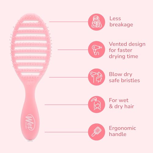 Wet Brush Speed Dry Hair Brush, Pink Drink (Summer Quencher) - Vented Design & Soft HeatFlex Bristles Are Blow Dry Safe - Ergonomic Handle Manages Tangles - Pain-Free Hair Accessories - Image 3