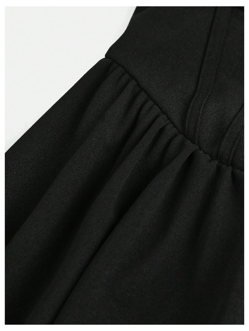 Shenhe فستان كورسيه ذو حمالات سباغيتي للفتيات من شينهى بتصميم بليتيد A Line Fit and Flare Cami باللون الأسود مناسب للفتيات بعمر 13 سنة - Image 4