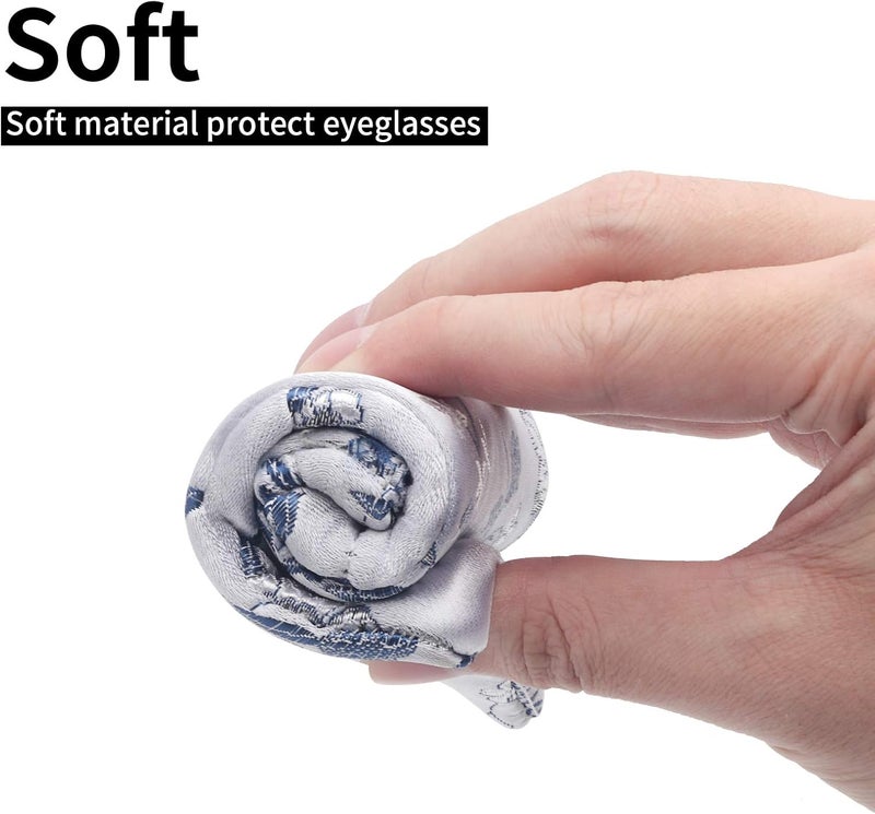 Face Shadow Double Glasses Case Soft Eyeglass Case For Women Men Squeeze Top Sunglasses Case With Cleaning Cloth - Image 5