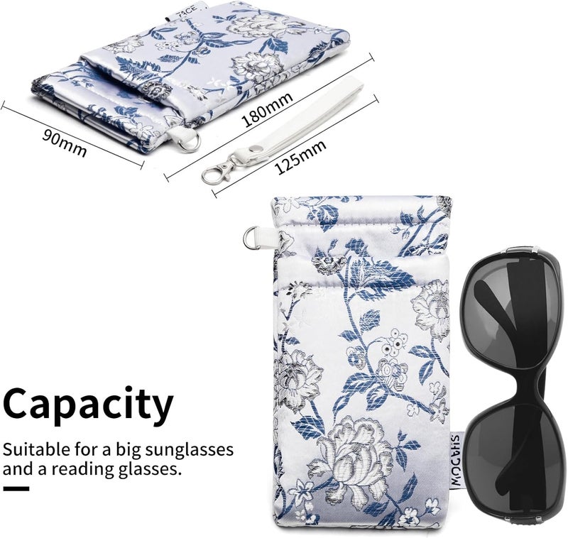 Face Shadow Double Glasses Case Soft Eyeglass Case For Women Men Squeeze Top Sunglasses Case With Cleaning Cloth - Image 3