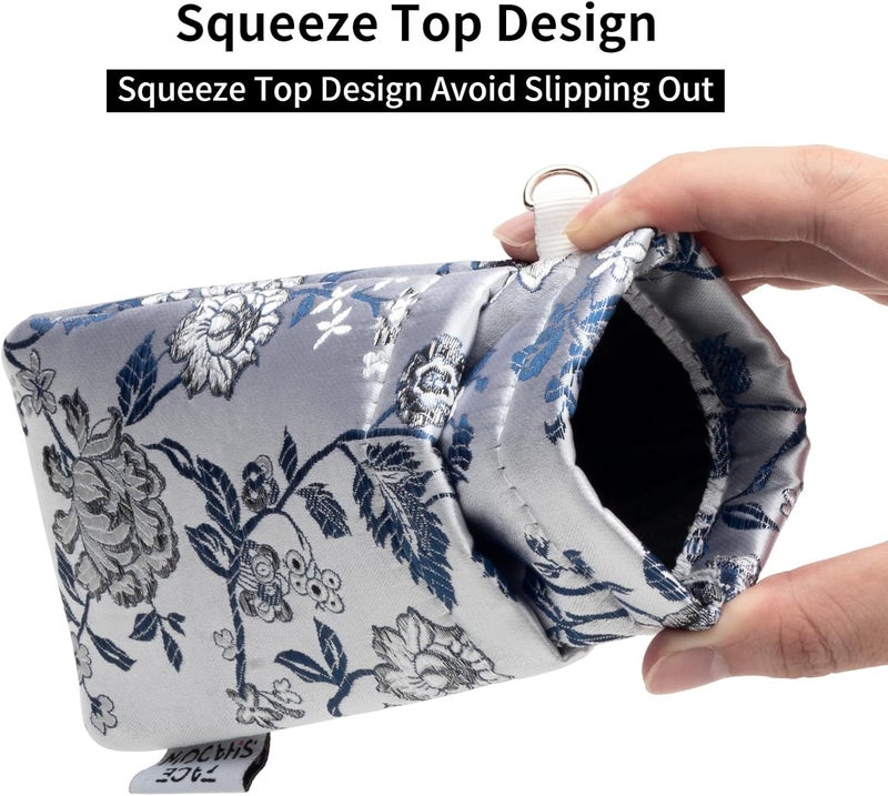 Face Shadow Double Glasses Case Soft Eyeglass Case For Women Men Squeeze Top Sunglasses Case With Cleaning Cloth - Image 2