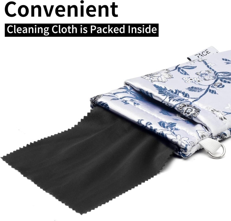 Face Shadow Double Glasses Case Soft Eyeglass Case For Women Men Squeeze Top Sunglasses Case With Cleaning Cloth - Image 4
