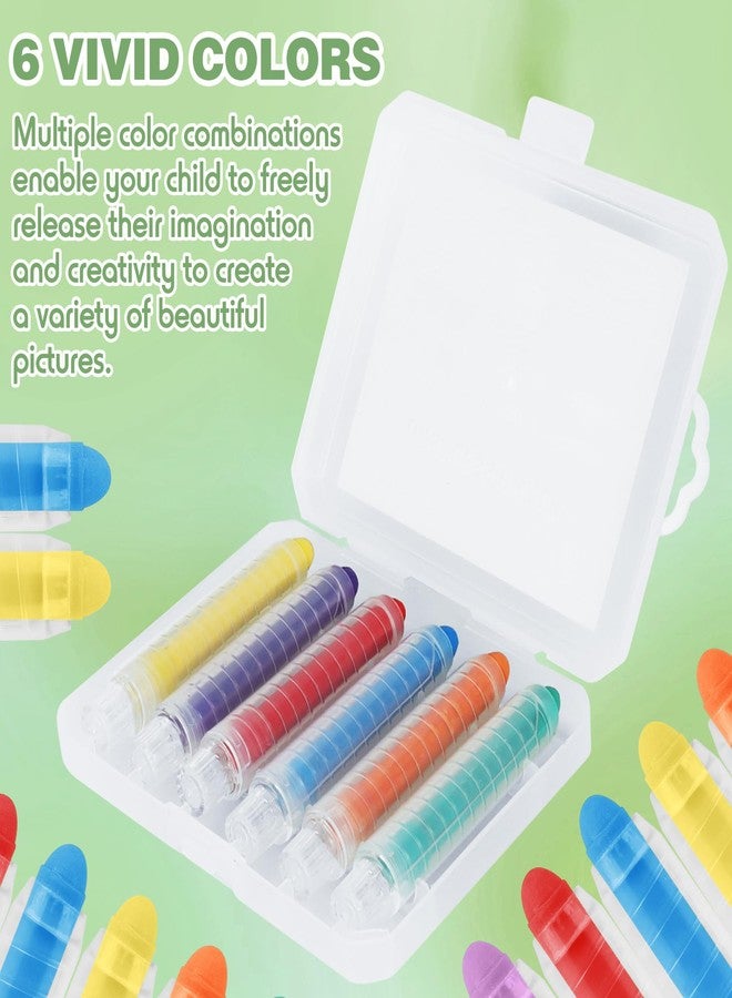 Zhenbuco Dustless Chalk for Kids - 6 PCS Colored Dust-free Twistable Toddler Chalk with Plastic Holder, Non-toxic Washable Easter Sidewalk Chalk for Chalkboard Drawing & Writing - Gift Box Packed - Image 2