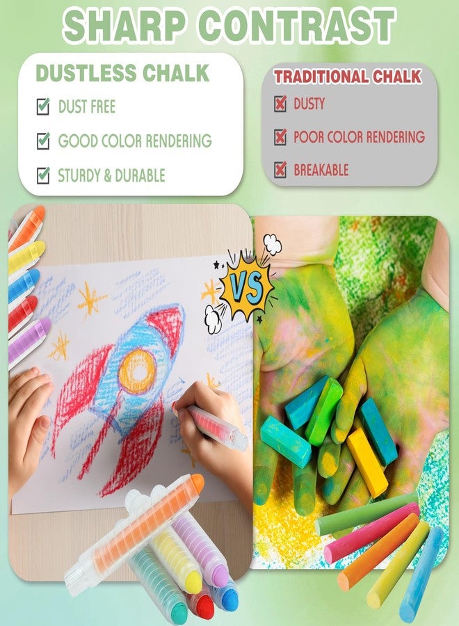 Zhenbuco Dustless Chalk for Kids - 6 PCS Colored Dust-free Twistable Toddler Chalk with Plastic Holder, Non-toxic Washable Easter Sidewalk Chalk for Chalkboard Drawing & Writing - Gift Box Packed - Image 3