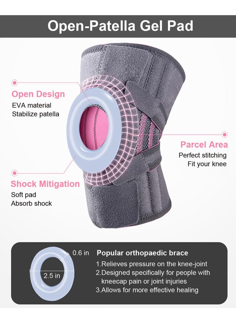 SOLARAE Knee Brace, Knee Brace for Meniscus Tear, for Arthritis Pain and Support, Hinged Knee Support, Knee Compression Sleeve for Knee Pain, for Weightlifting, Gym, Workout, Volleyball, Dark Grey - Image 3