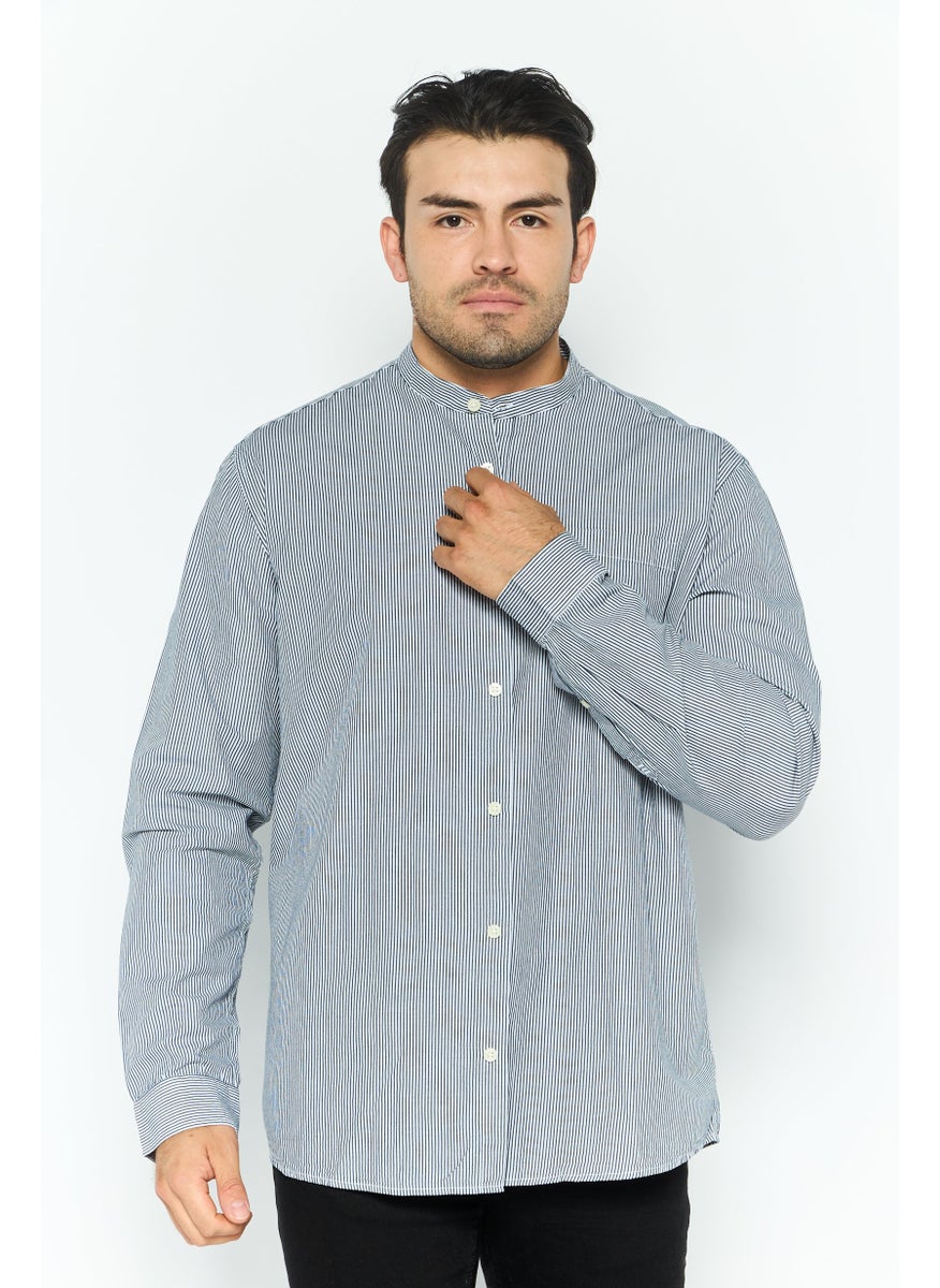 ESPRIT Men Regular Fit Striped Long Sleeves Casual Shirt, Black  - Image 1