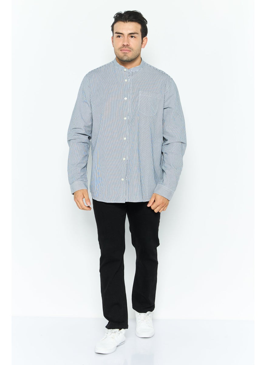 ESPRIT Men Regular Fit Striped Long Sleeves Casual Shirt, Black  - Image 2