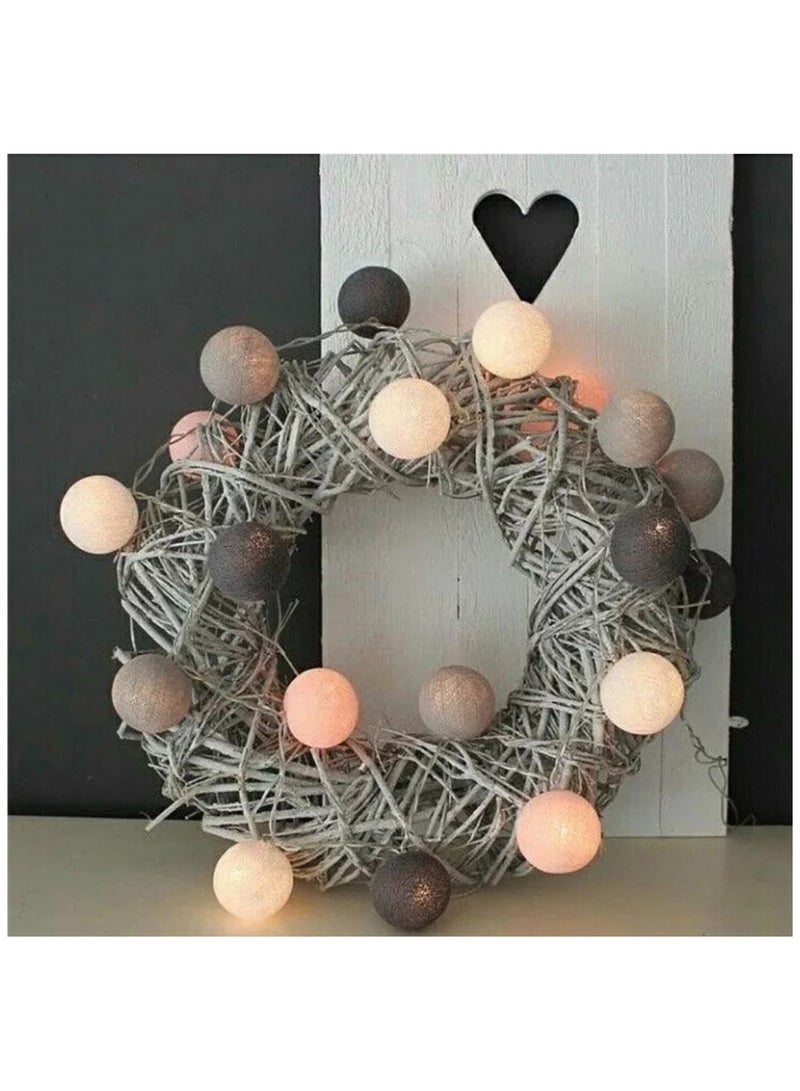 BLUE CORAL كرات قطنية 40 مصباح LED ملون بطول 6 أمتار، سلسلة أضواء خيالية للشوارع، زينة الأشجار، غرفة الأطفال، المنزل، حفلات الزفاف الخارجية، حديقة الفناء (رمادي)  - Image 4